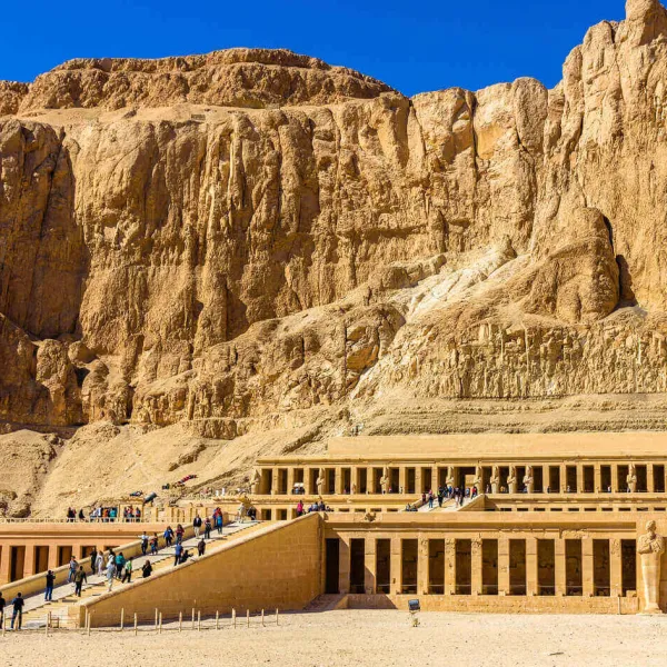 A magnificent temple at Deir al-Bahari, on the west back of Luxor.