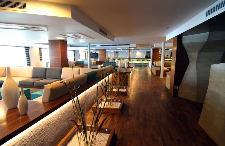 MS Le Fayan Nile cruise includes modern sun deck, pool, large lounges, bar, and gym