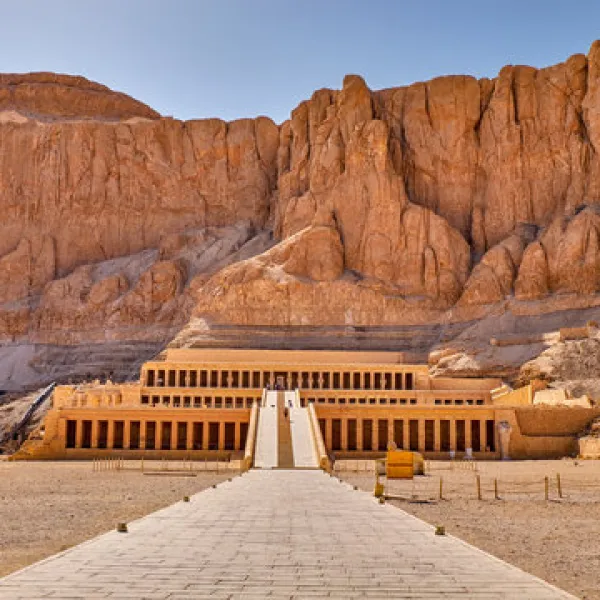 A magnificent temple at Deir al-Bahari, on the west back of Luxor.