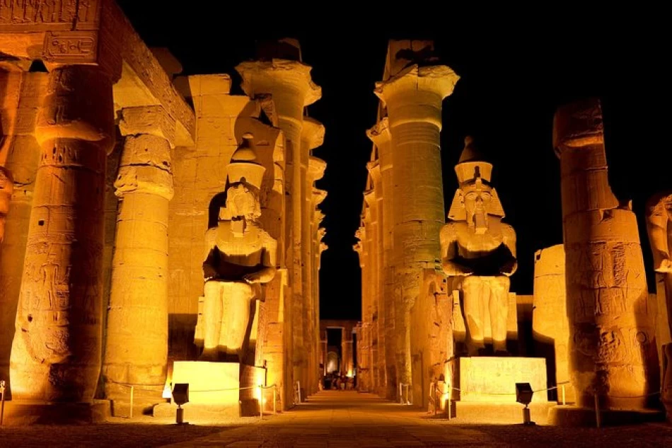 Karnak Temple illuminated at sunset – part of our Egypt Christmas tour