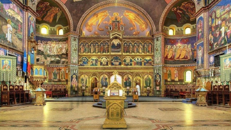 Interior of St. Catherine’s Monastery church with icons and chapels