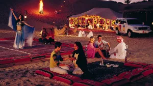Abu Dhabi Desert Safari with BBQ Dinner, Camel Ride & Sandboarding