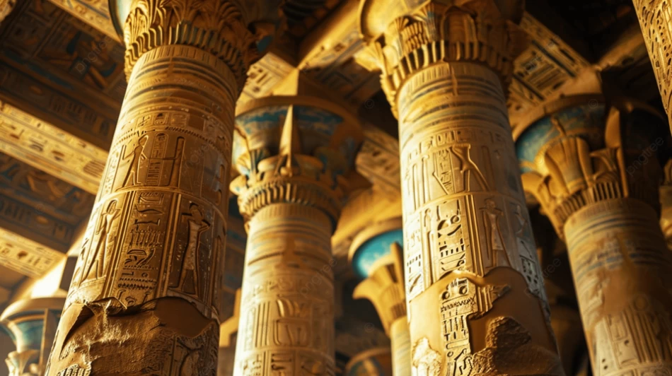 Detailed hieroglyphics on Kom Ombo Temple walls