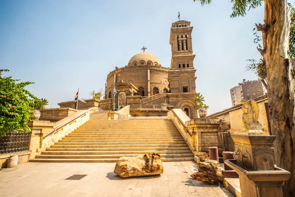 Exterior view of a historic Coptic church in Coptic Cairo