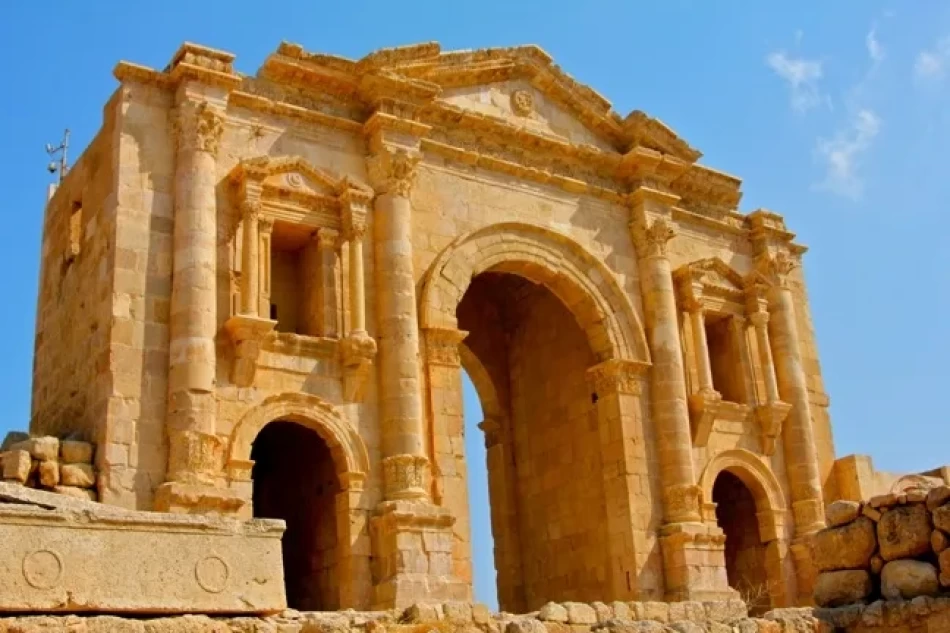 The Arch of Hadrian in Jerash, Jordan, showcasing ancient Roman architecture