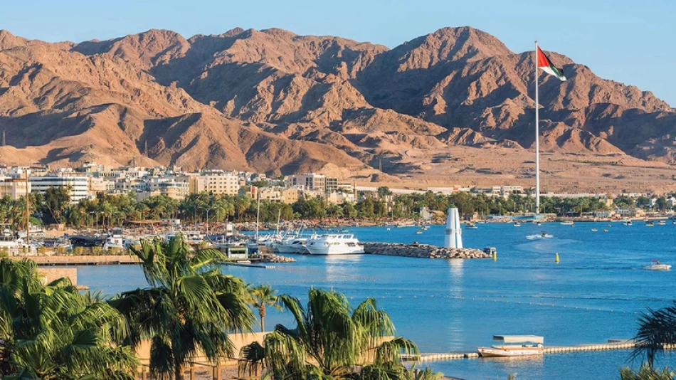 Scenic view of the Red Sea in Aqaba, Jordan, with clear blue water and mountains in the background.