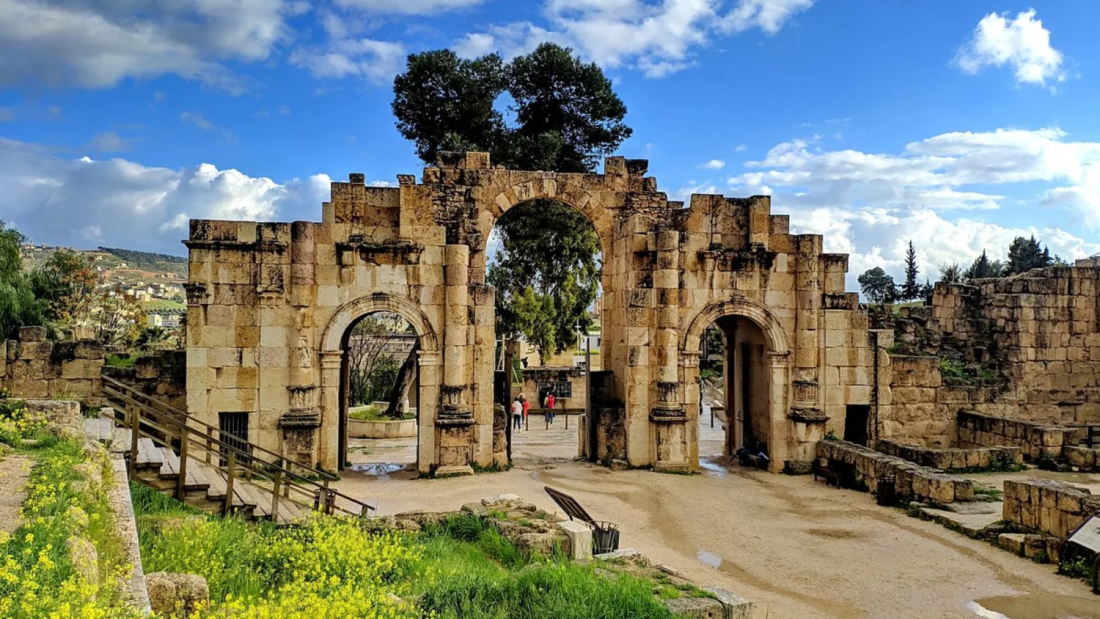 Ancient Roman gate at the Oval Plaza, Jerash.