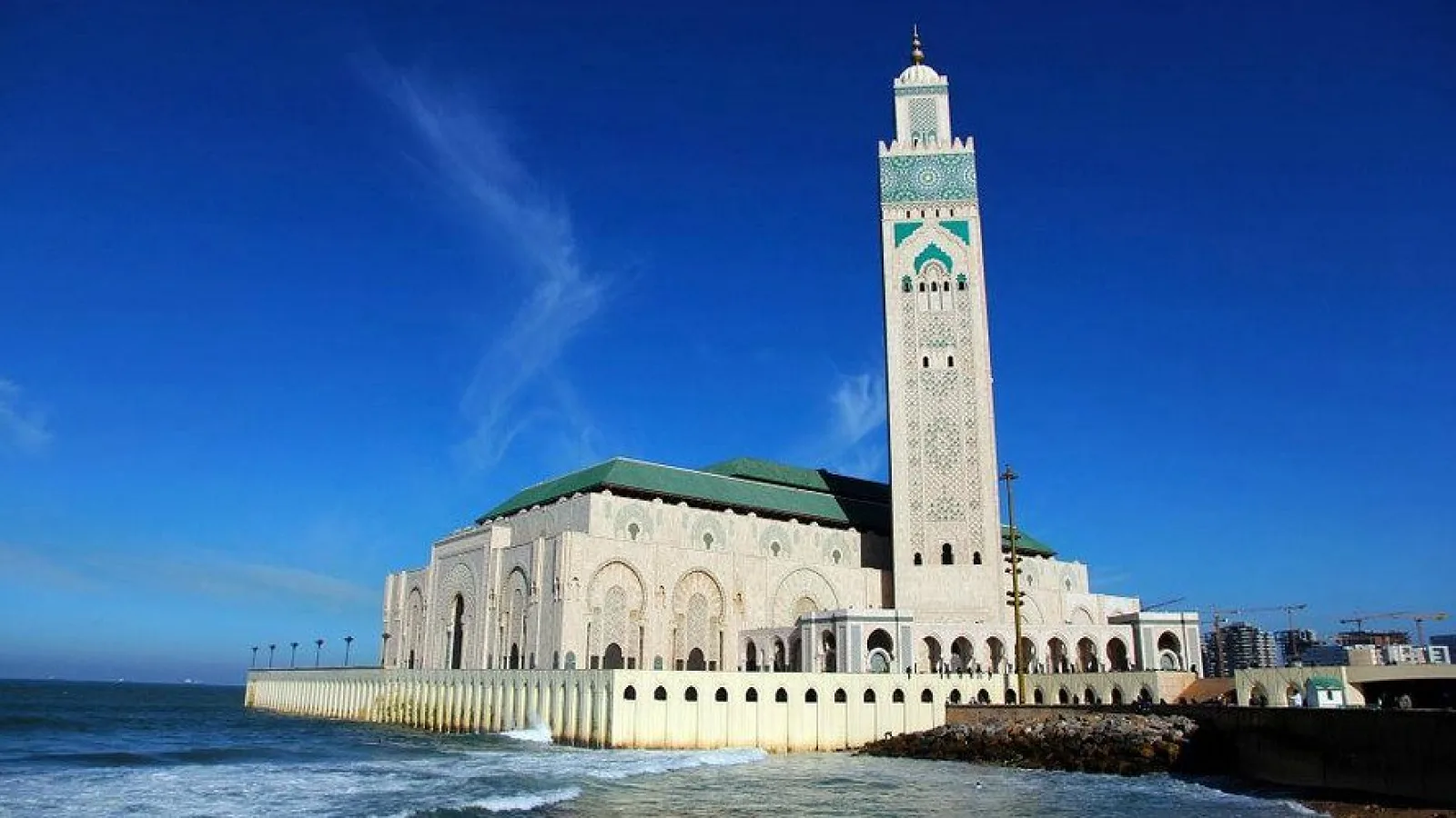 Hassan II Mosque in Casablanca Morocco overlooking the Atlantic Ocean