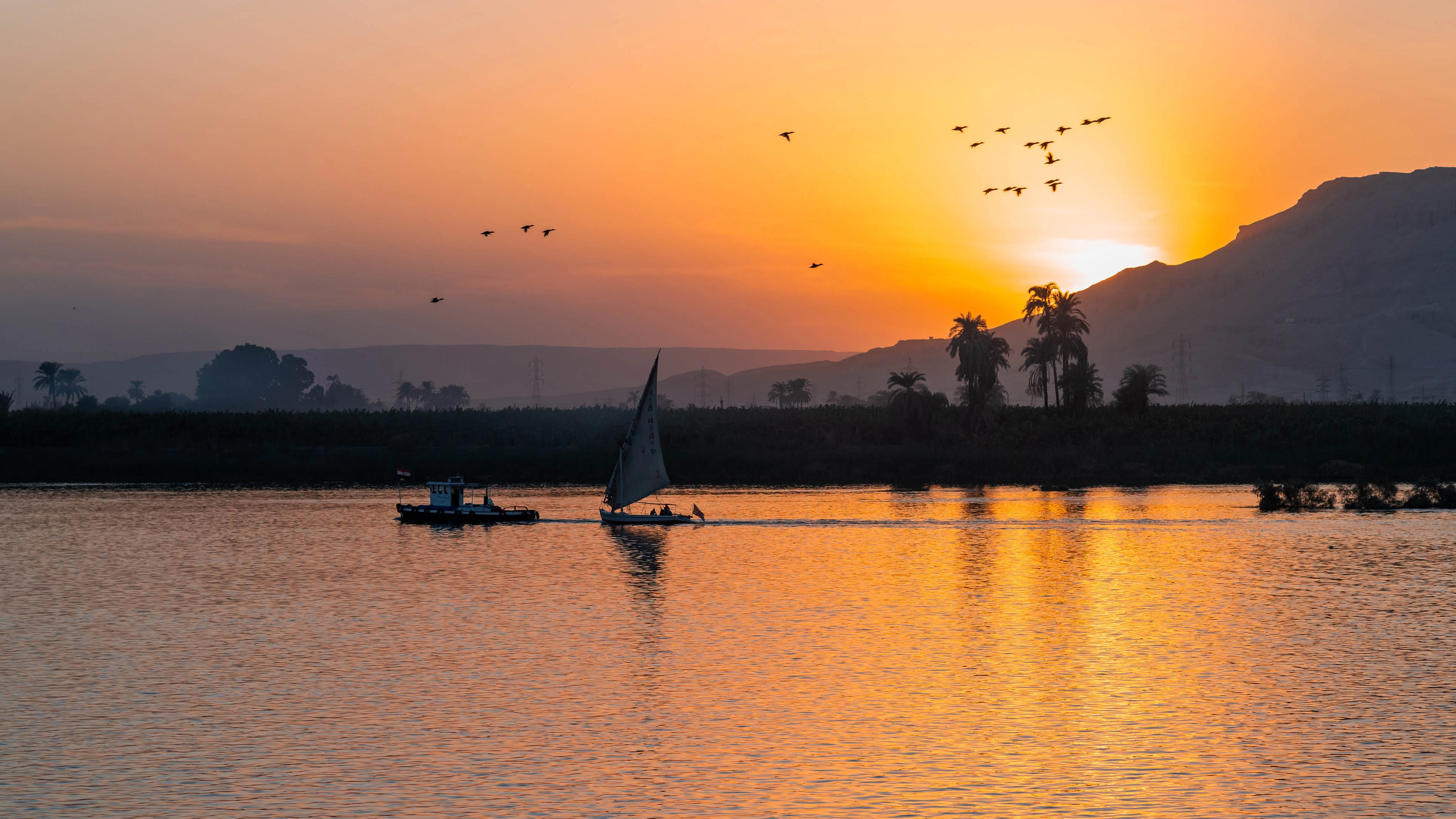 Nile River reflecting the Egypt Solar Eclipse glow