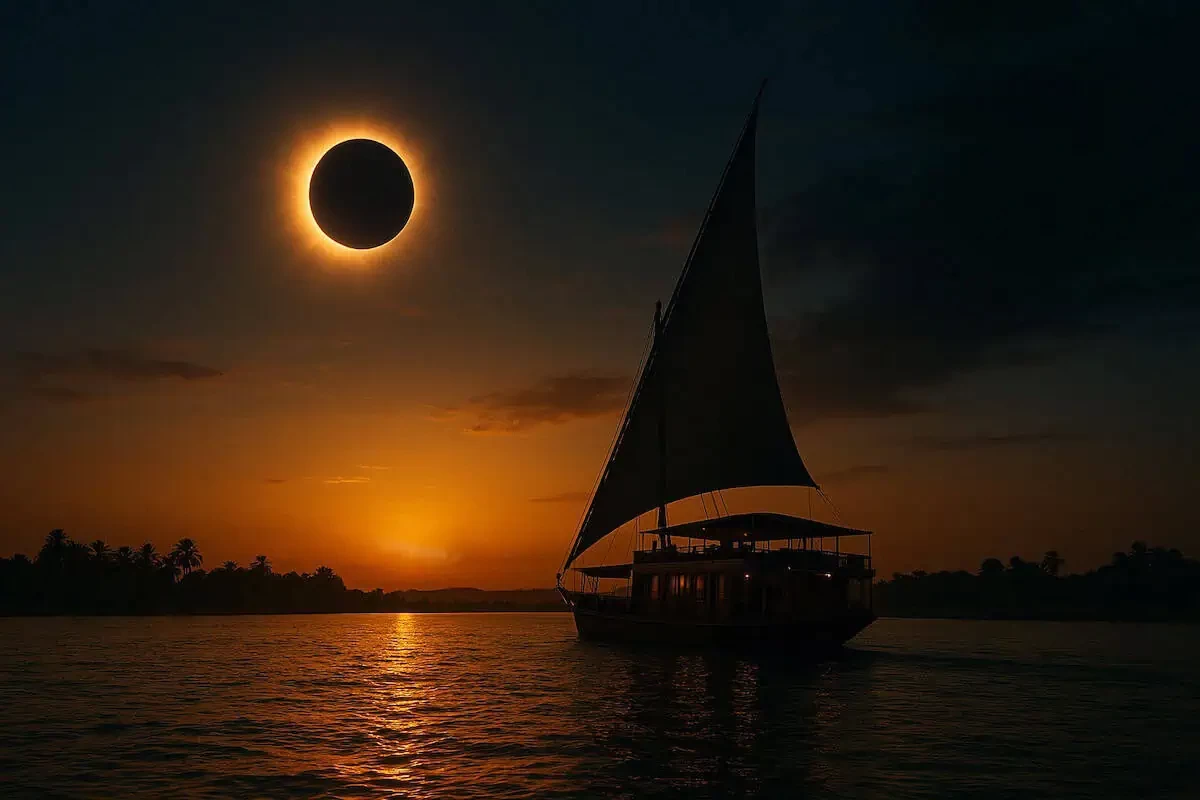 Total Solar Eclipse Over the Nile River, Egypt 2027