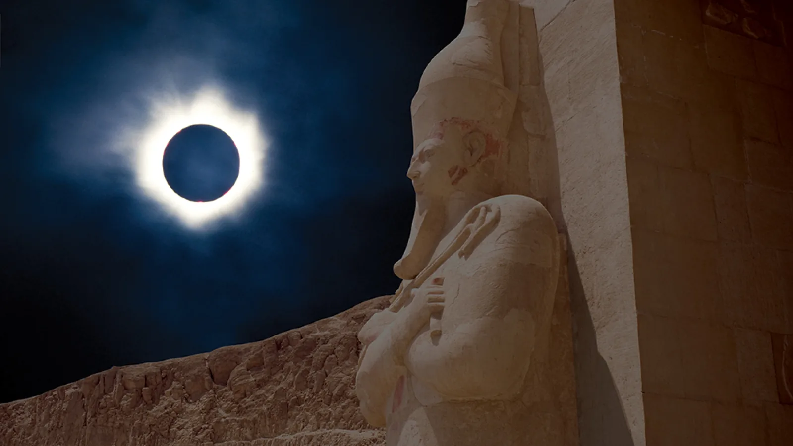 Luxor temples during the 2027 solar eclipse, Egypt