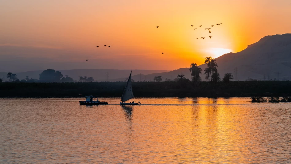 Nile River reflecting the soft Egypt Solar Eclipse glow
