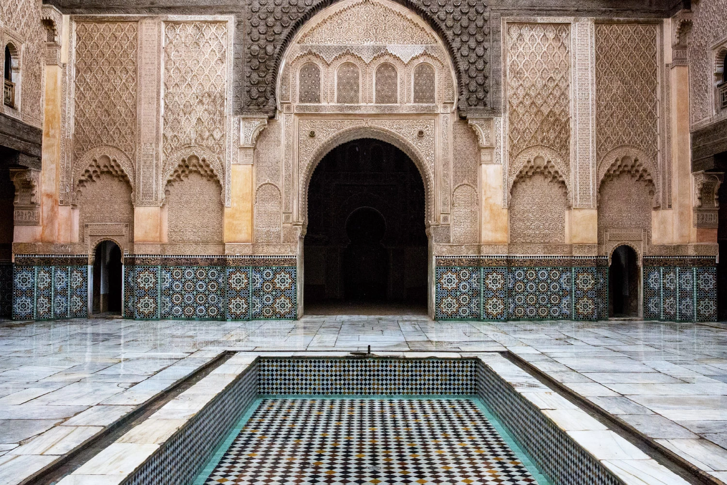 Moroccan architecture showcasing ornate arches, mosaic patterns, and traditional design