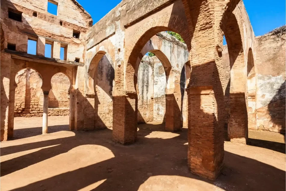 Historic Chellah ruins in Rabat, Morocco, Romanarchitecture surrounded by gardens