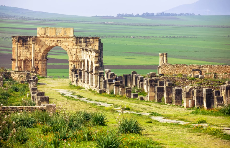 Historic Volubilis site showing Roman architecture