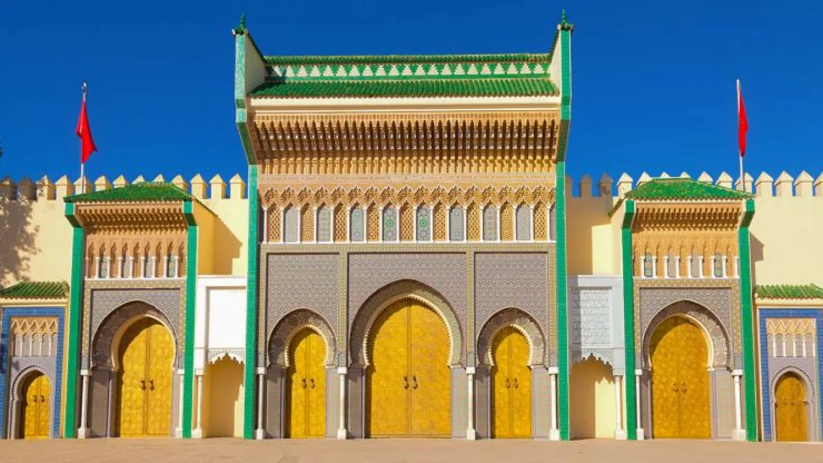 Historic Royal Palace in Marrakech surrounded by classic Moroccan architecture