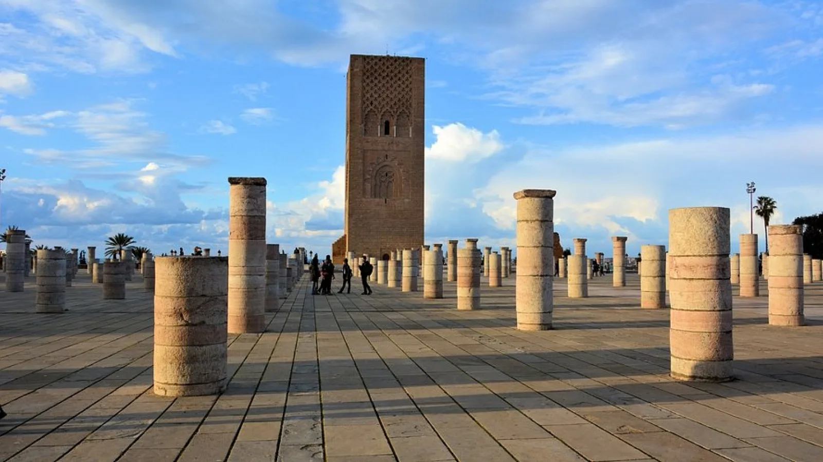 The unfinished Hassan Tower, a 12th-century landmark in Rabat, Morocco.