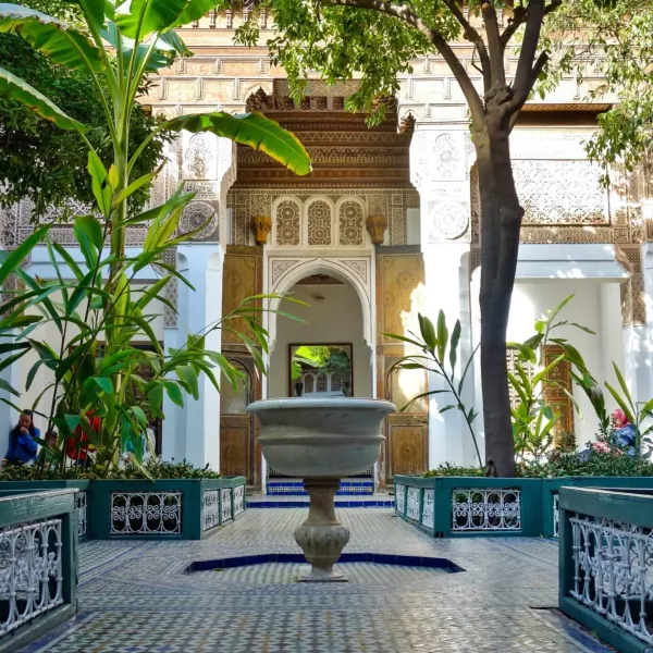 Lush gardens and stunning Moroccan architecture at Bahia Palace, Marrakech