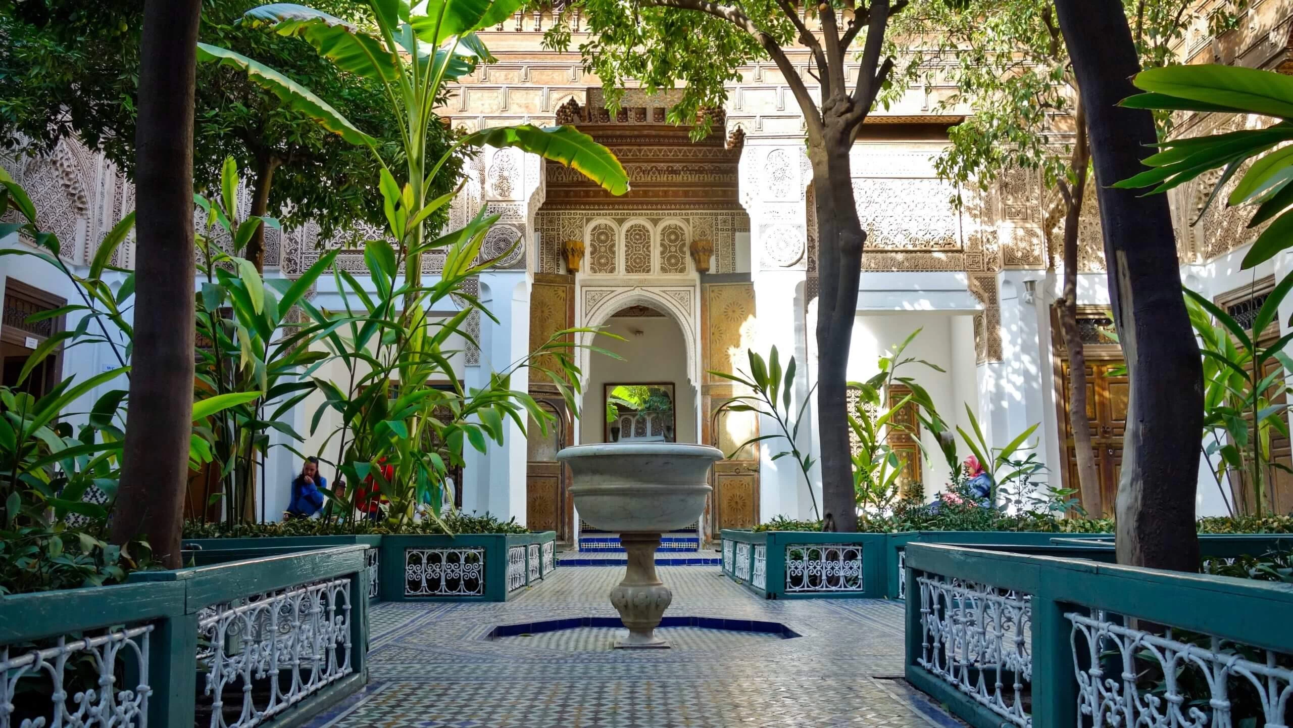 Lush gardens and stunning Moroccan architecture at Bahia Palace, Marrakech