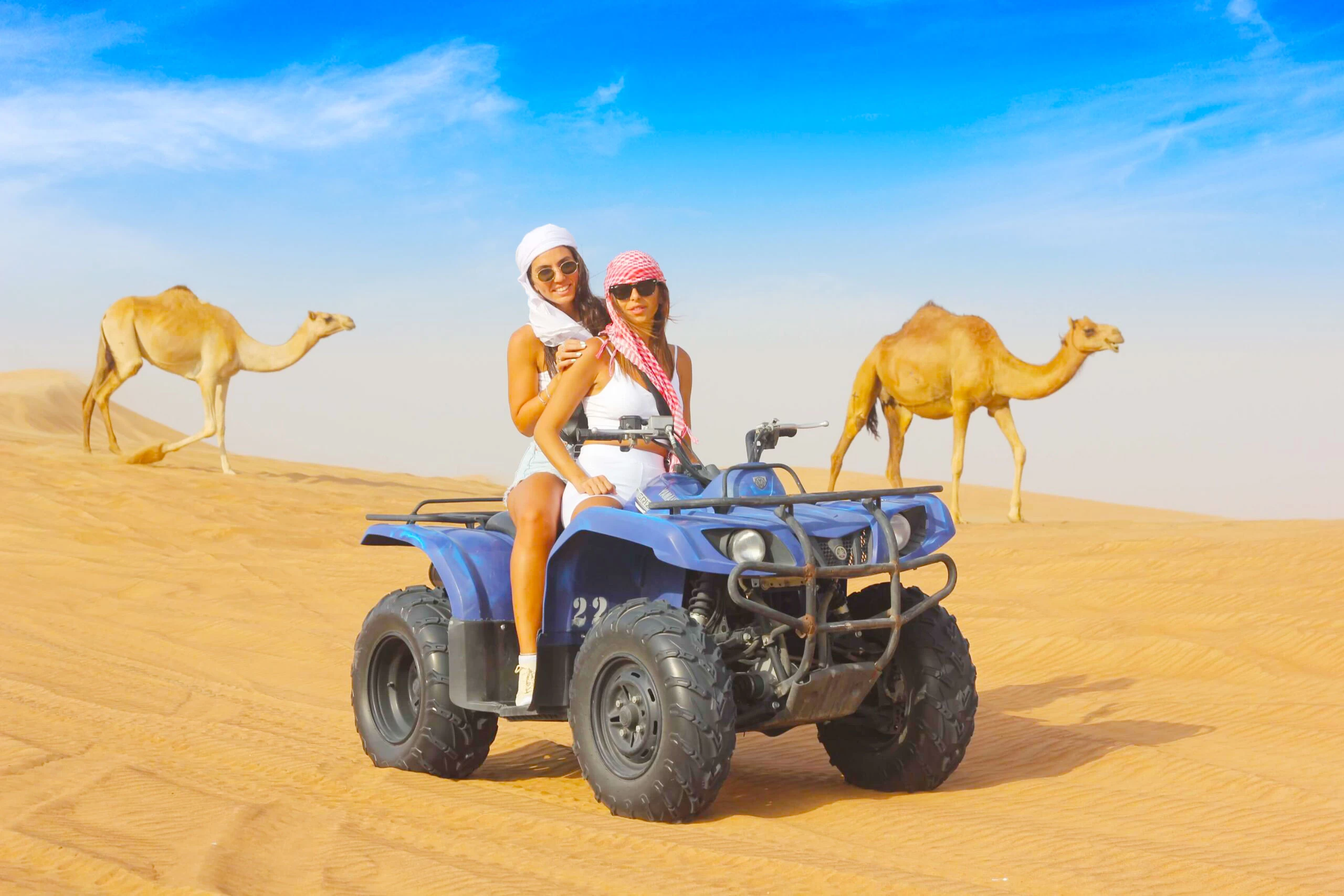 Tourists driving a beach buggy during a desert safari in Hurghada
