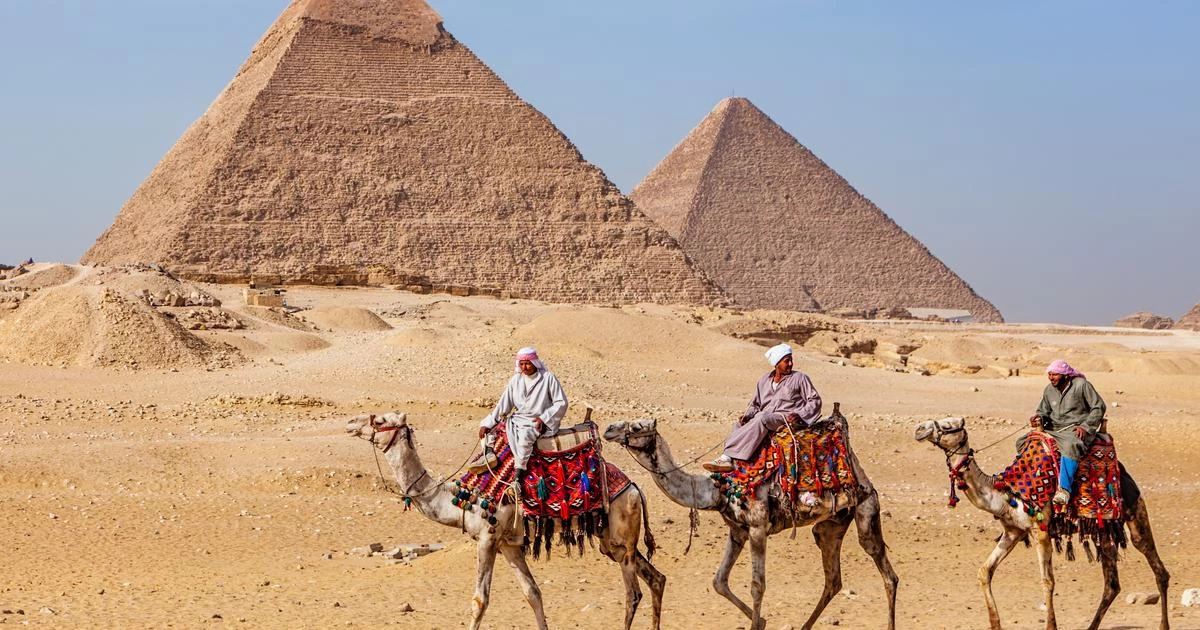 Camel ride in the Giza Pyramids in Egypt