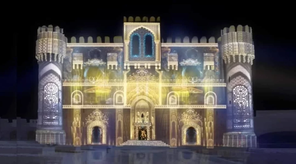 Illuminated Qaitbay Citadel during the Sound and Light Show in Alexandria