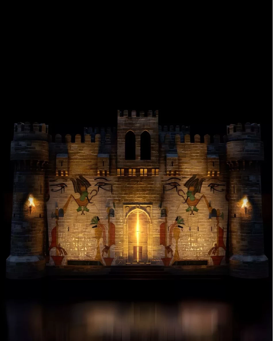 Spectacular Qaitbay Citadel illuminated during the Sound and Light Show in Alexandria