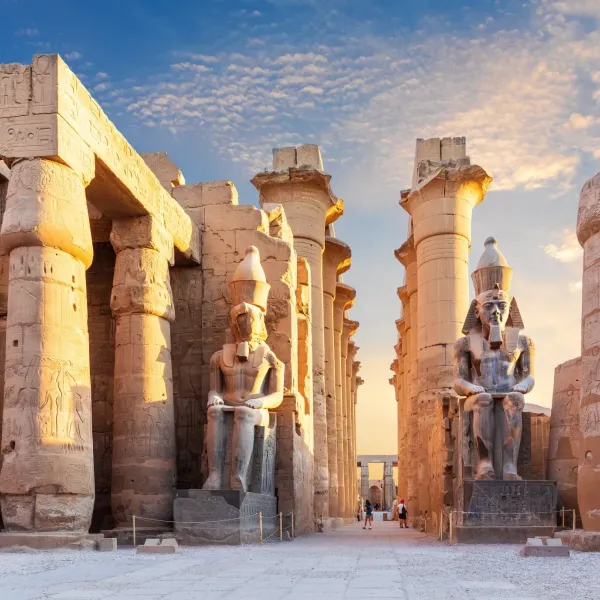 A large Ancient Egyptian temple complex located on the east bank of the Nile River