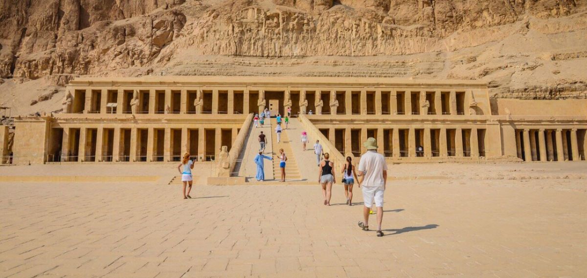 A magnificent temple at Deir al-Bahari, on the west back of Luxor.